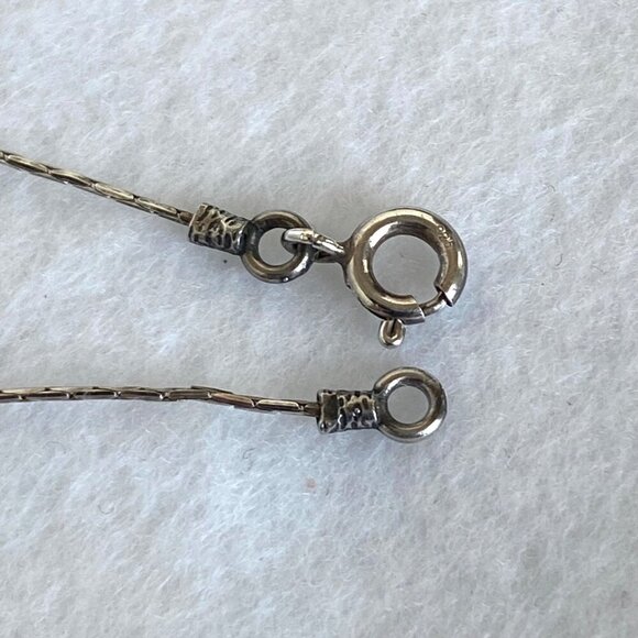 Oxidized Sterling Silver 925 Floral Stamped Rectangular Beaded Pearl Necklace - Picture 10 of 16